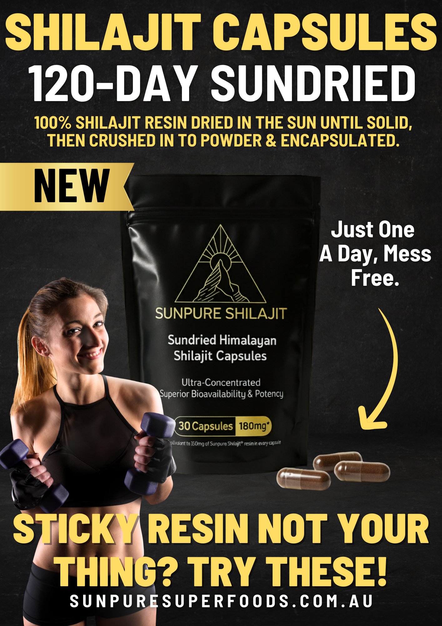 Shilajit Capsules, Sundried Himalayan