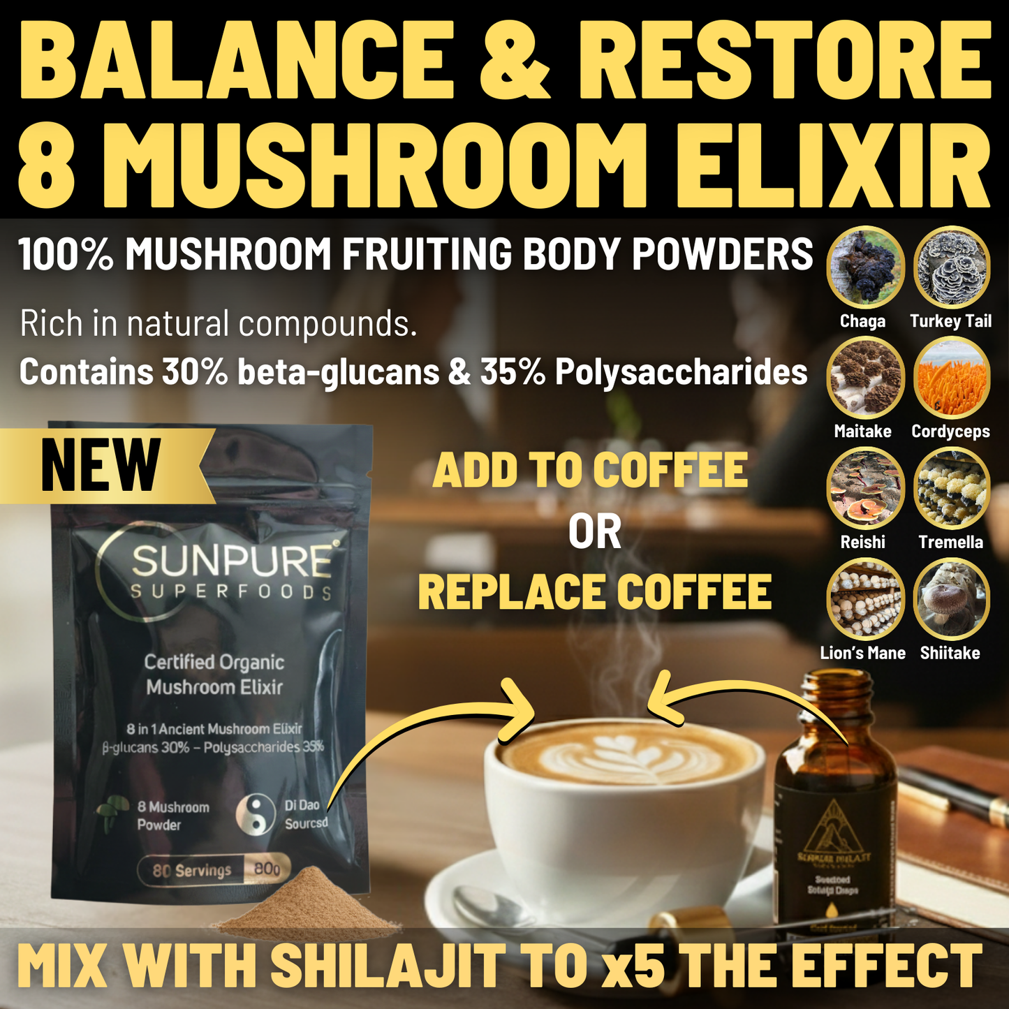 Certified Organic 8 in 1 Mushroom Elixir
