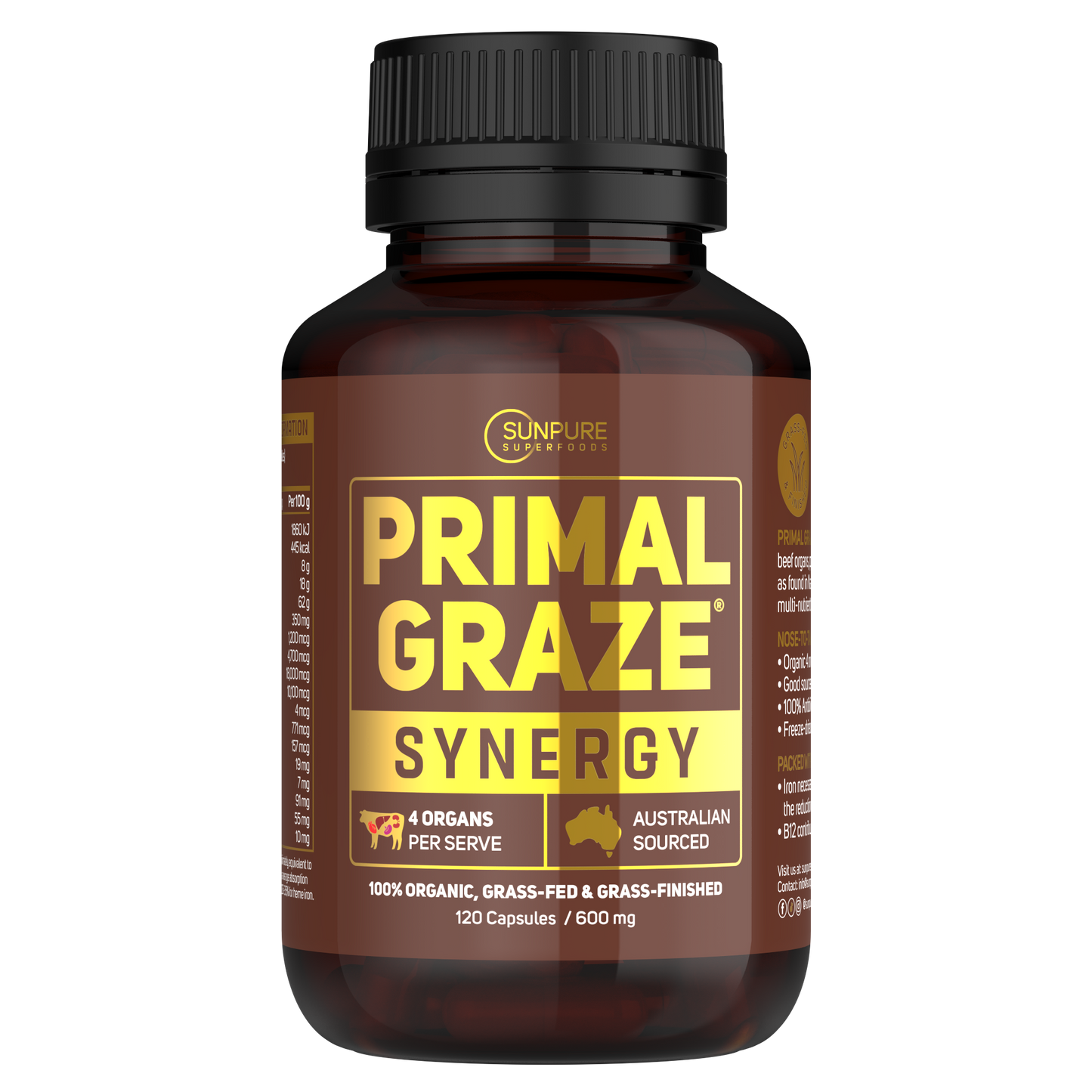 Beef Organ Capsules, Organic Grass Fed