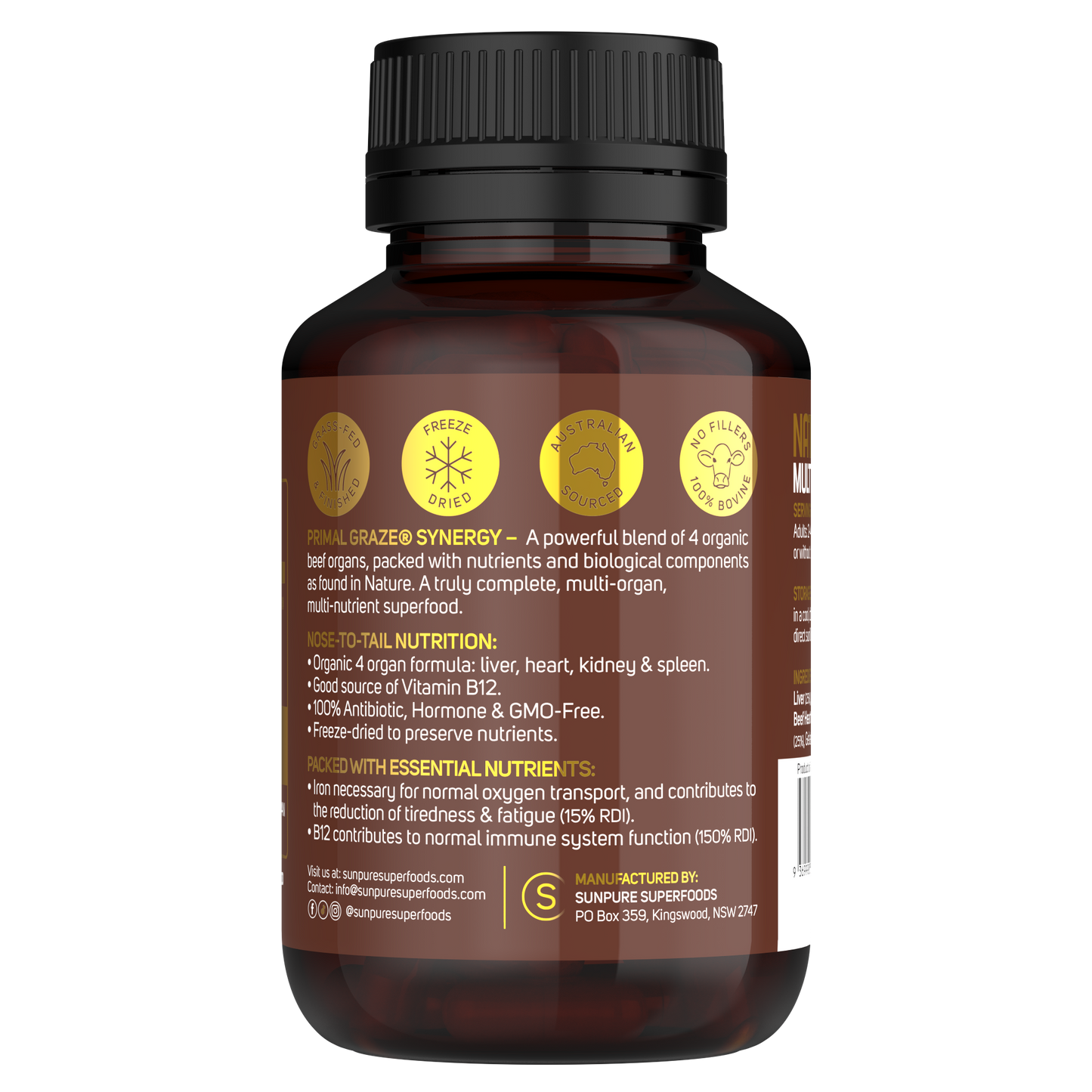 Beef Organ Capsules, Organic Grass Fed