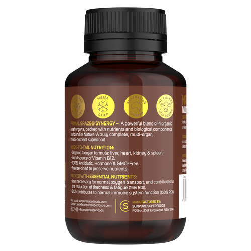 Certified Organic Beef Liver, Heart, Kidney & Spleen Capsules
